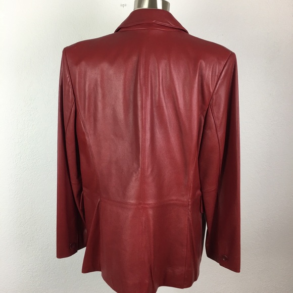 Vintage Red Leather Blazer - Picture 6 of 9